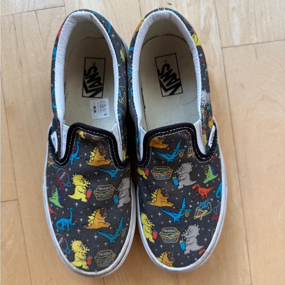 Vans Triassic Burger Dino Print Classic Slip Ons